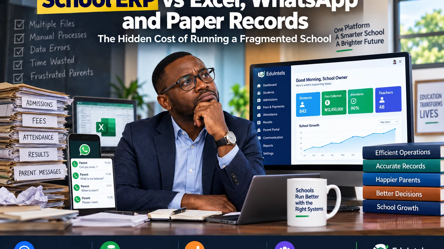 School ERP vs Excel, WhatsApp and Paper Records: The Hidden Cost of Running a Fragmented School
